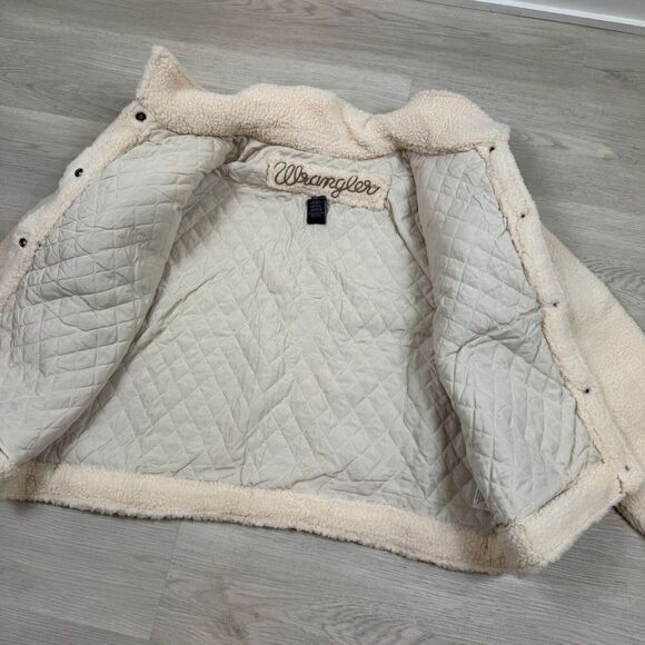 Wrangler Retro Cozy Sherpa Jacket Womens XXL White Snap Front - Picture 7 of 10